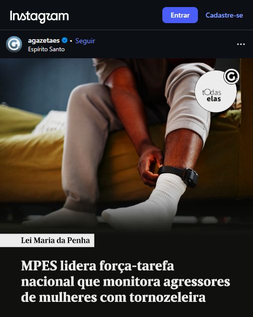 Captura pública da postagem da A Gazeta sobre força-tarefa liderada pelo MPES